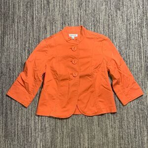 Coldwater Creek Womens 8 Petite Button Front‎ Jacket Orange Mandarin Collar